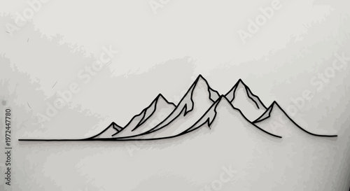 A minimalist line drawing of a mountain range in a simple style