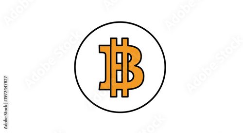 Bitcoin symbol orange in white circle isolated on white background
