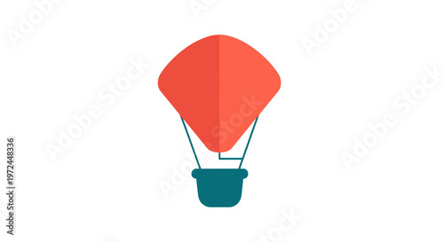 A vibrant illustration of a hot air balloon soaring against a pure white backdrop