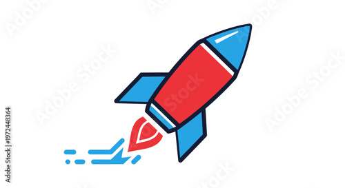 A vibrant illustration of a rocket ship blasting off for space exploration or business start up