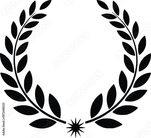 Black laurel wreath with eight leaves on each side and star