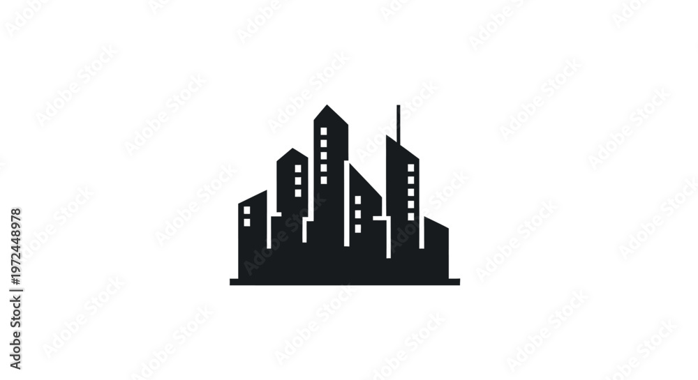 Fototapeta premium Abstract illustration depicting a minimalist cityscape or urban skyline silhouette design