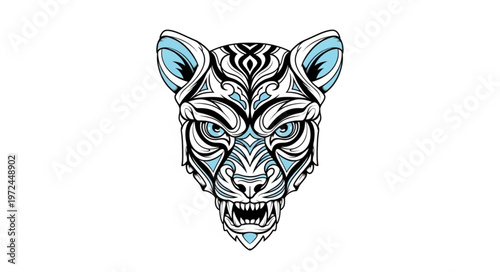 Tiger Face Closeup Illustration.