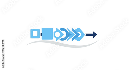 Abstract illustration depicting a linear process and progressive data flow with a directional arrow
