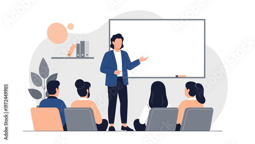 Business meeting, presentation, training, education, teamwork, collaboration, office, whiteboard