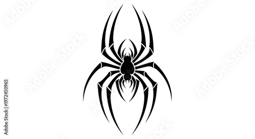 Black Tribal Spider Tattoo Design, Arachnid Insect Silhouette Graphic