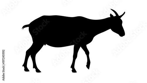 Goat Silhouette Vector Standing Mountain Goat Icon Isolated on White