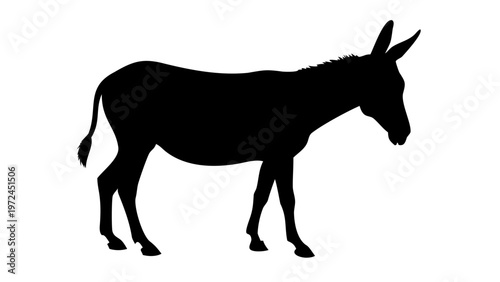 Donkey Silhouette Vector Standing Mule Livestock Icon Isolated on White