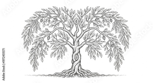 Tree with thick trunk branches.