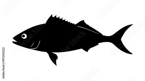 Black Fish Silhouette Vector Icon Isolated on White Background