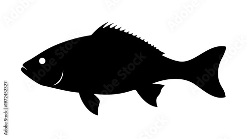Black Fish Silhouette Vector Icon Isolated on White Background
