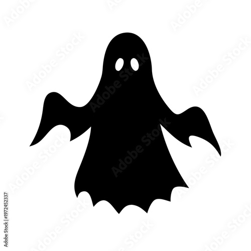 Spooky Halloween Ghost Silhouette Vector Icon Isolated on White Background