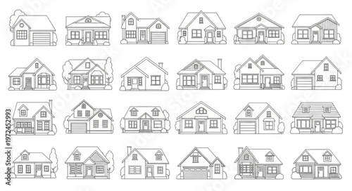 Variety of house line drawings.