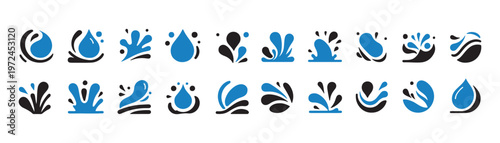 Modern Minimalist Water Droplet Icons Set