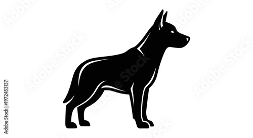Black silhouette of a standing dog.