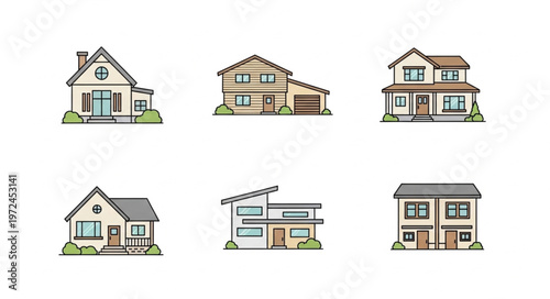 Variety of Suburban House Styles.