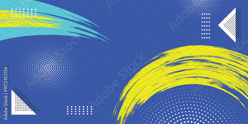 Latar Belakang Kuas Abstrak dengan Gaya Sporty dan Efek Halftone. Sikat Gambar Goresan untuk Banner, Poster, atau Latar Belakang Olah Raga.