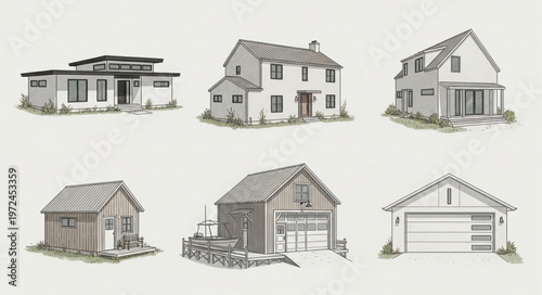 Variety of Suburban House Styles.