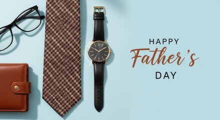 Happy father's day stylish accessories watch tie wallet for dad's special day