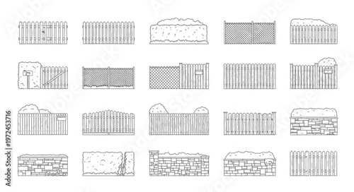 Various fence designs illustrated.