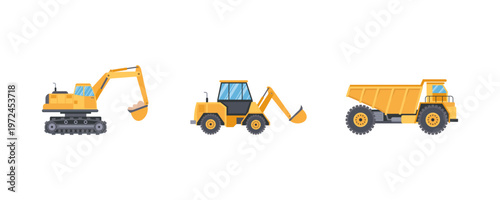 Mining Company with Heavy Yellow Dumper Trucks for Coal Mine Industrial Process or Transportation