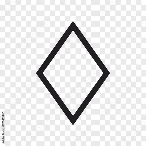 Black Outline of a Diamond Shape on Transparent Background