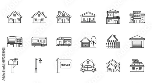 Various house and building icons.
