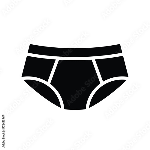 A simple flat black and white vector illustration depicting a pair of classic men s briefs high quality