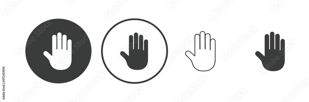 Obraz premium Hand Stop Sign Icons Set symbol