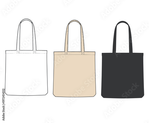 Three Tote Bags in Different Styles and Colors shopping bag
