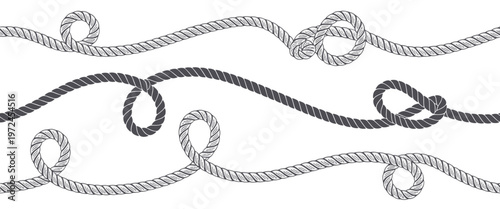 Wavy Ropes with Knots in Black and White cord string