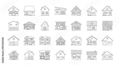 Various house architectural line drawings.