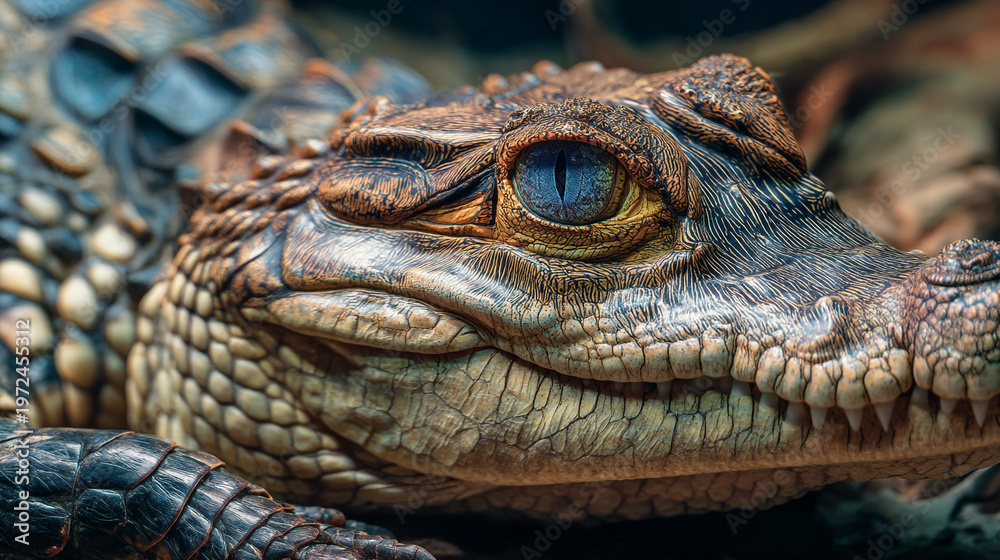 Fototapeta premium A close-up of a large reptile with a detailed eye and textured skin