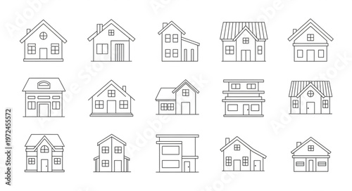 Various House Architectural Line Drawings.