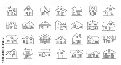Various House Architectural Line Drawings.