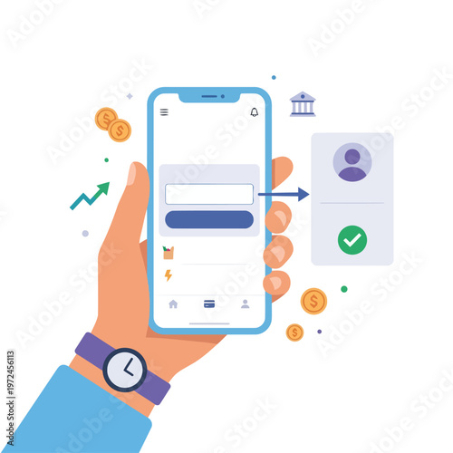 Hand Holding Smartphone for Secure Money Transfer Payment