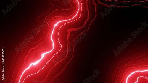 Quadro em tela Vibrant red lightning abstract black background visually conveys energy and moti