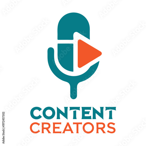 Blue and orange creator with upward arrow and text