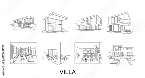 Villa Architectural Blueprint Drawings.