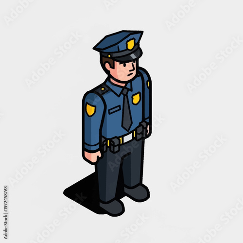 a cartoon police officer standing still.
