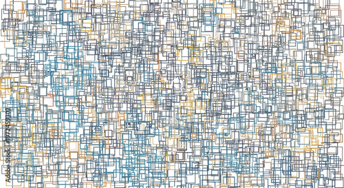 Seamless abstract pattern of a multitude of overlapping, thin-lined squares in various earthy and muted colors, creating a dense geometric texture.