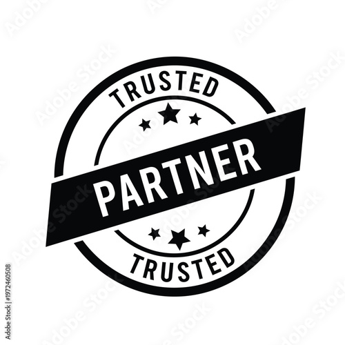 A black and white circular badge declares trusted partner with stars indicating reliability and quality high quality
