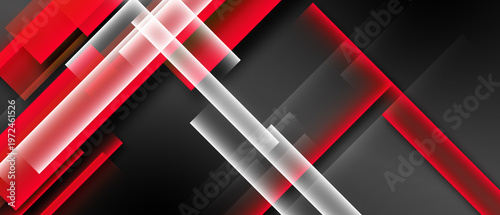 Modern abstract red white and black geometric background