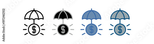 
hedging icon set multiple style collection with umbrella and money design