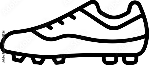 Football outline vector icon of cleat, symbol of sport gear and performance.