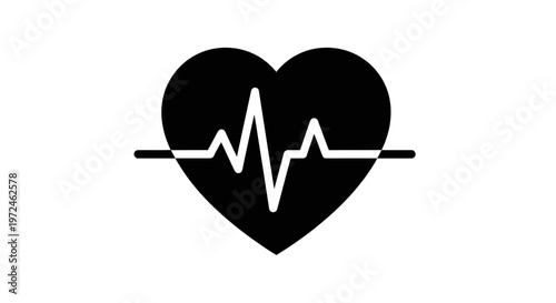 Heartbeat symbol on a black heart.