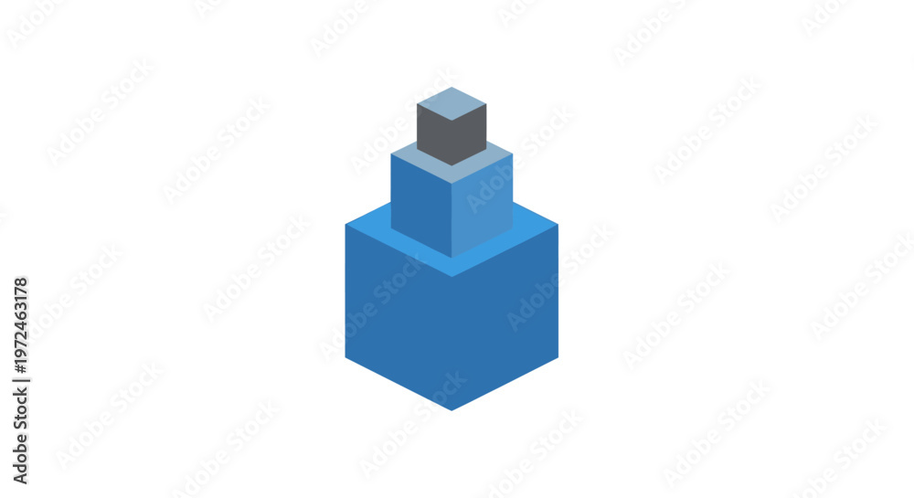 Obraz premium Isometric Stacked Blocks Design Symbolizing Growth and Stable Foundation on an Isolated White Background