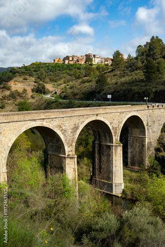 Old bridge with arches over the Siurana River near Torroja del Priorat village, Priorat region, Tarragona province, Catalonia, Spain