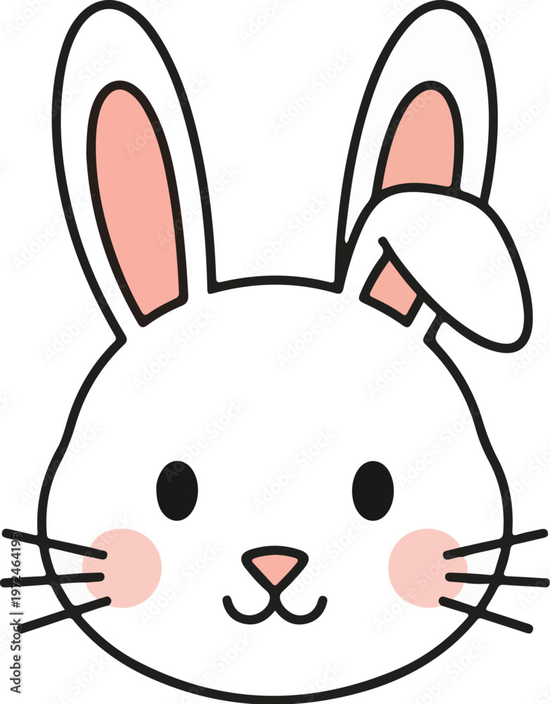 Obraz premium Cute bunny head icon, clean outline, minimal detail, flat vector, white background