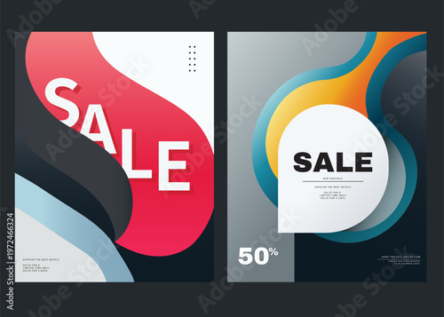 Modern sale flyer templates in abstract style with energetic mood